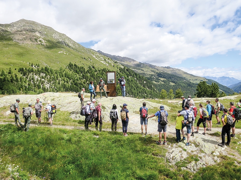  Rund 30 Personen nahmen bei der Wanderung zur Eröffnung des neuen Almenweges im Hintermartell teil. Neben der LR Maria Hochgruber Kuenzer und BM Georg Altstätter waren auch der Parkdirektor Hanspeter Gunsch, der Forstinspektor Georg Pircher, der P.Abg. Albrecht Plangger, der L.Abg. Franz Locher, die Arch. Heike Pohl, sowie Mitarbeiter der verschiedenen Ämter beteiligt.