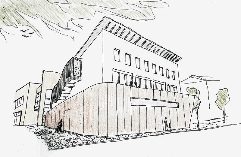 Skizze von Architekt Michael Reichegger: Neuer Look und erweiterte Funktionen des Culturforum Latsch