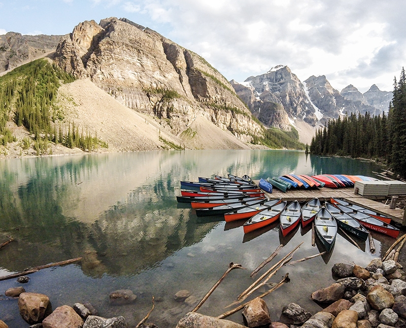 Wie aus einem Bilderbuch präsentierte sich der Lake Moraine im Banff-Nationalpark