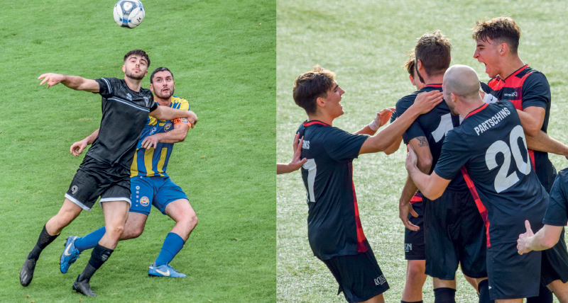 links: Latsch und Naturns trennten sich mit einem Unentschieden. Im Bild Alex Kiem (schwarz) und Matthias Peer; rechts: Partschins beendet die HInrunde auf Platz 3