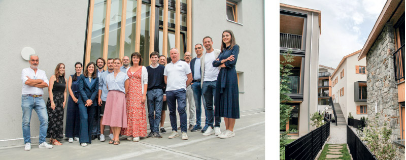 Ein Teil der Mannschaft von Pohl Immobilien beim Eröffnungsfest im „Trui Ensemble“ in Laas
