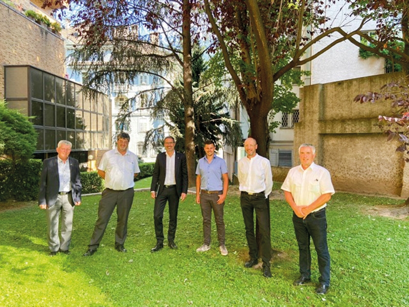 v.l.: Karl Pfitscher, Albrecht Plangger, LH Arno Kompatscher, Raphael Alber, Andreas Tappeiner und Sepp Noggler