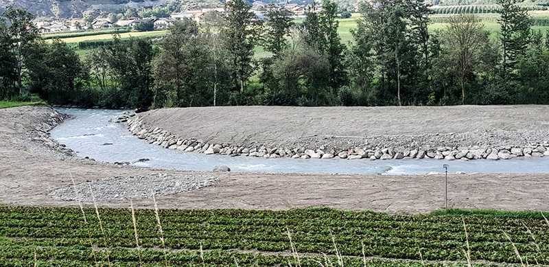 Aufgeweitet: Der Rambach bekommt hinter Glurns ein neues Flussbett
