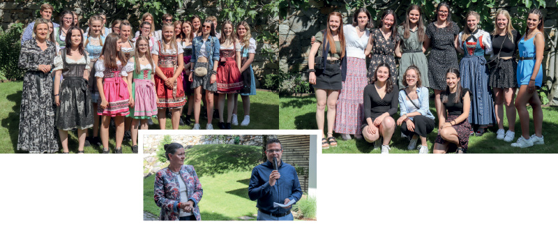 Die 3. und 4. Klasse (rechts) der Fachschule für Hauswirtschaft in Kortsch bei der Diplomverleihung 