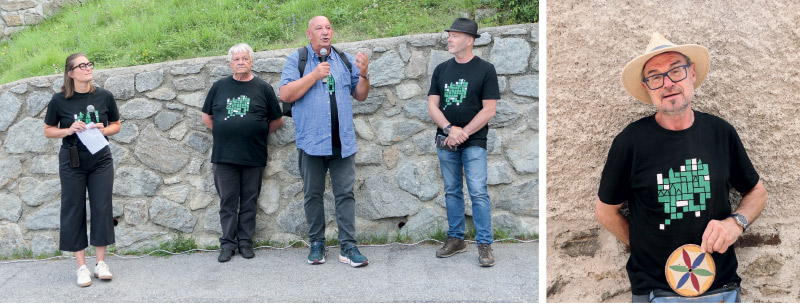 Organisatoren: V. l.: Daria Habicher, BM Franz Heinisch, Manfred Schweigkofler und Volker Klotz; rechts: Roland Angerer, Brauchtumsexperte und einer der Mitorganisatoren
