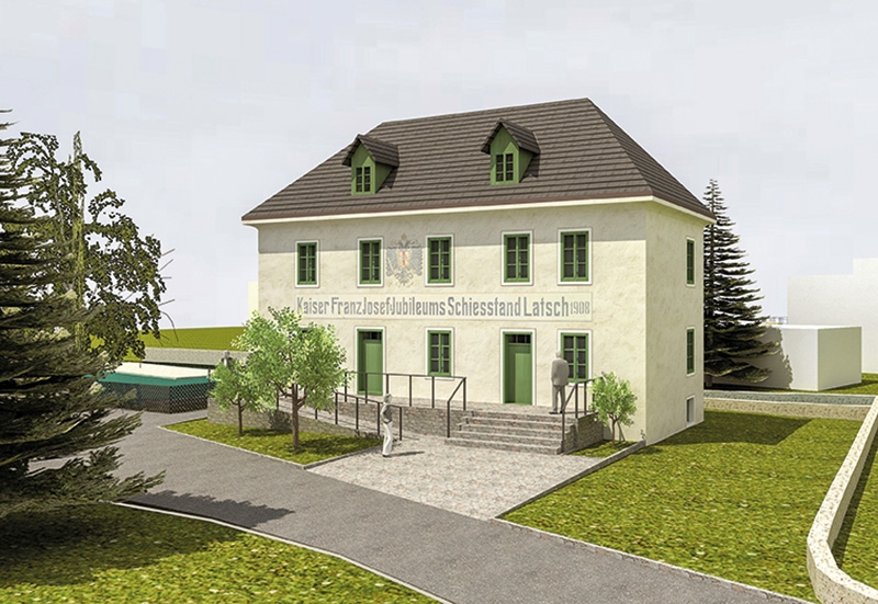 Ein vom Architekten Klaus Marsoner erstelltes Rendering, wie sich der Schießstand von Latsch nach der Sanierung präsentieren könnte