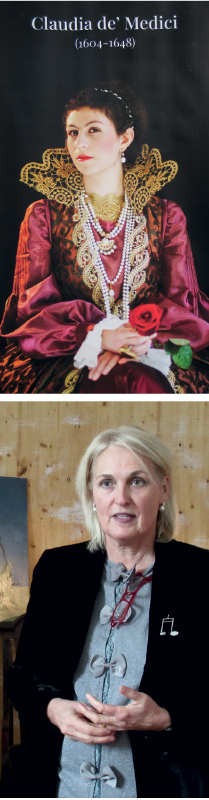 Die Schlanderser Oberschullehrerin Sabina Mair erzählte über Claudia de Medici, eine Frau und Italienerin, die 13 Jahre lang die Landesfürstin von Tirol war.