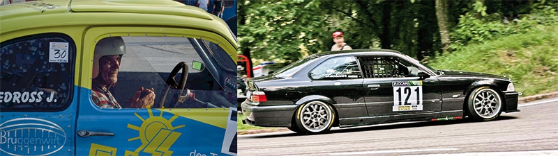 Josef Pedross im Fiat 500 Eigenbau und Kevin Lechner BMW M3