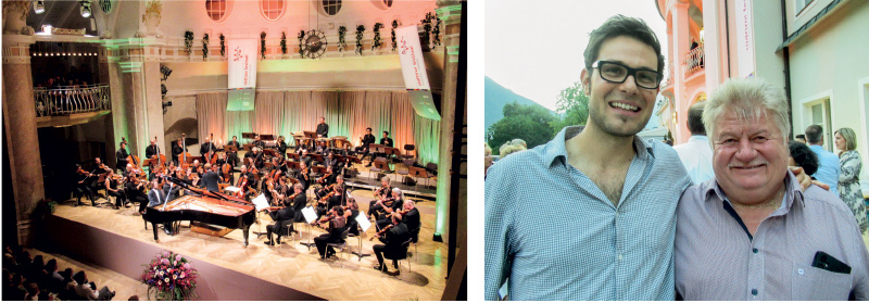 Beim Auftaktkonzert des Südtirol Festival Meran spielte das Mahler Chamber Orchestra. Mit dabei auch der Trompeter Bernhard Plagg aus Mals, der kurz vor dem Konzert auch seinen ersten Trompetenlehrer Anton (Toni) Stecher traf. 