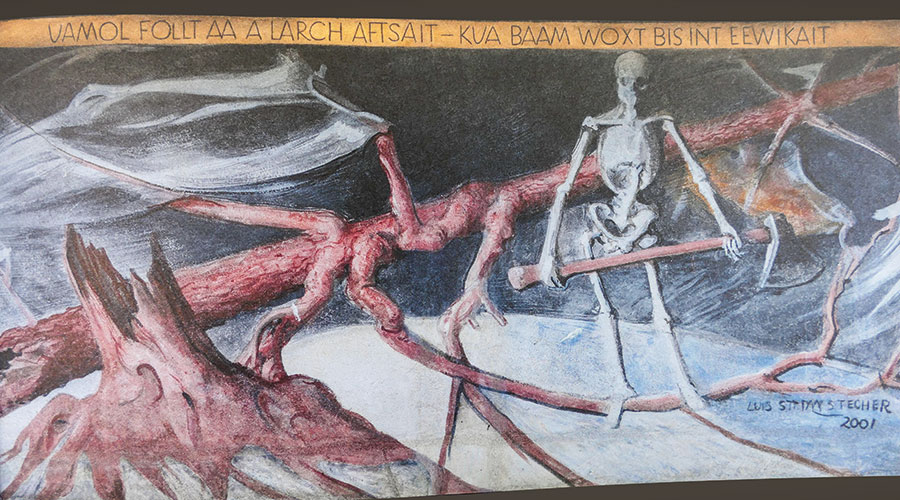 UAMOL FOLT A A LARCH AFT SAIT - KUA BAAM WOXT BIS INT EEWIGKEIT  (Einmal fällt auch der Larchbaum zur Seite - kein Baum wächst bis in die Ewigkeit)