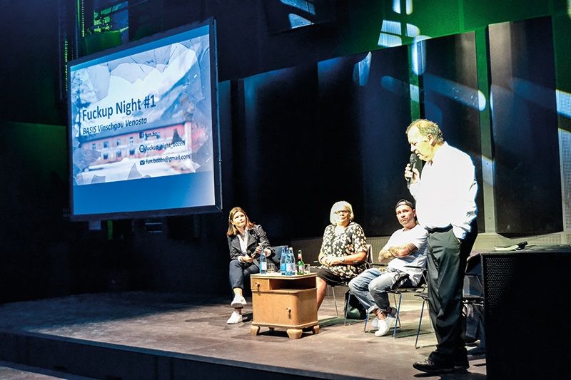 v.l. Moderatorin Miriam Rieder; Martha Lechthaler, Markus Stocker und Karl Perfler blickten auf kritische Momente zurück