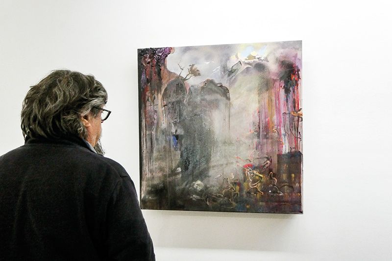 Philipp Fürhofer, Siegfried III/1 (2012) Acryl und Öl auf Acrylglas. Die Arbeit, die hier gezeigt wird, ist Teil eines vierzehnteiligen Bilderzyklus zu Richard Wagners Opernadaption Ring der Nibelungen.