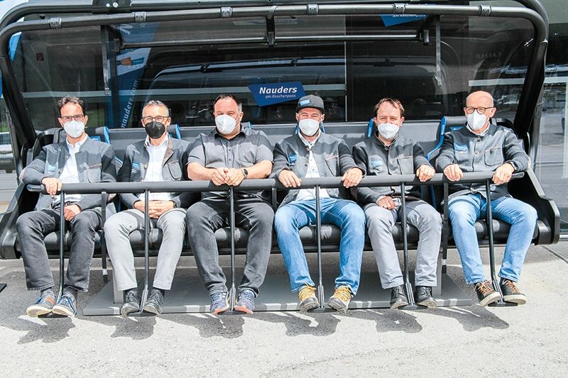 Mit großem Optimismus haben die Nauderer Bergbahnen AG große Investitionen vor, v.l.: der Aufsichtsratsvorsitzende und BM von Nauders Helmut Spöttl, Vorstand Karl Stecher, Prokurist I Michael Schöpf, Vorstand Helmut Wolf, Prokurist II Georg Schöpf und Aufsichtsratsvize Hartmann Ploner
