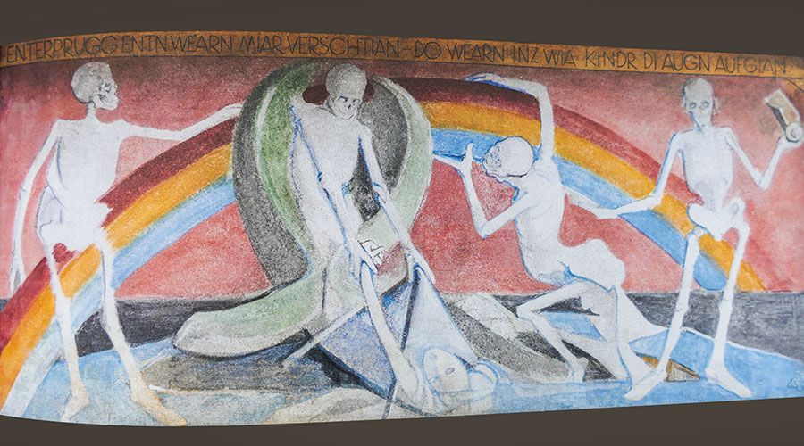 ENTERPRUGG ENTN WEARN MIAR VERSCHTIAN DO WEARN INZ WIA KINDR DI AUGN AUFGIAN  (Hinter der Brücken drüben werden wir verstehen, da werden uns wie Kindern die Augen aufgehen)