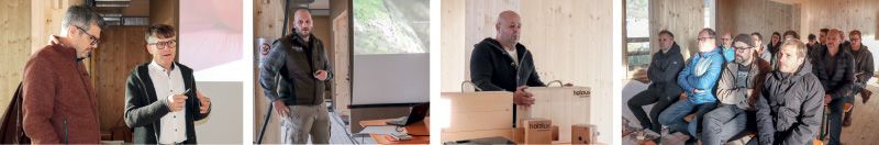 Bei der holzius-Fachtagung in Eyrs: v. l. Architekt Jürgen Wallnöfer, Geschäftsführer Herbert Niederfriniger, Projektleiter Sebastian Kaserer und Berater Seraphin Stecher