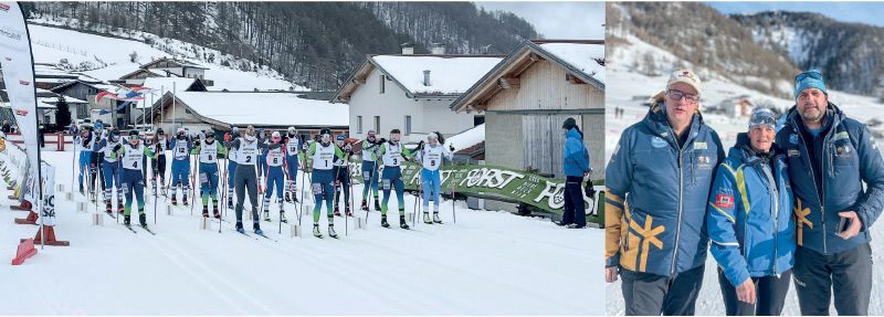 Gemeinsam mit dem Schweizerischen Langlaufverband finden erstmals EC-Rennen in Schlinig statt. Langlaufbegeisterte sollten sich das nicht entgehen lassen, wenn an die 400 Athletinnen aus ganz Europa bei Massenstarts für spannende Rennen sorgen. Haben die Profilierung von Schlinig als internationalen Austragungsort, aber auch die Förderung des lokalen Langlaufsports fest im Blick: von links Walter Eberhöfer, Klara und Veith Angerer vom ASC Sesvenna/Volksbank