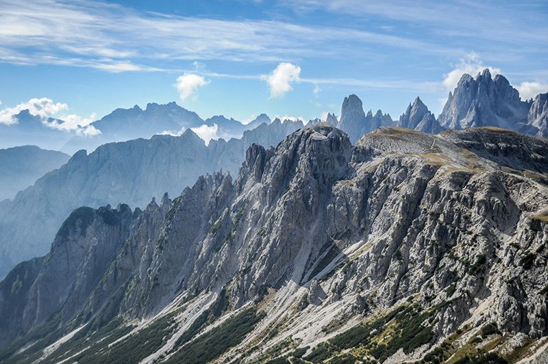 Die Sextner-Dolomiten von der Auronzo-Hütte aus.