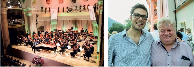 Beim Auftaktkonzert des Südtirol Festival Meran spielte das Mahler Chamber Orchestra. Mit dabei auch der Trompeter Bernhard Plagg aus Mals, der kurz vor dem Konzert auch seinen ersten Trompetenlehrer Anton (Toni) Stecher traf.