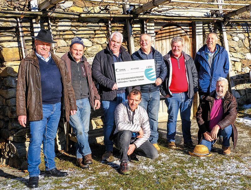 v. l.: Roman Wielander, Max Gögele, Günther Schönthaler, Hans Platzer, Hans Schaller, Rudl Alber; kniend v. l: Klaus Wellenzohn und Peppi Noggler. (Es fehlen Rudi Tappeiner, Karl Wieser, Robert Telfser und Josef Kuntner)