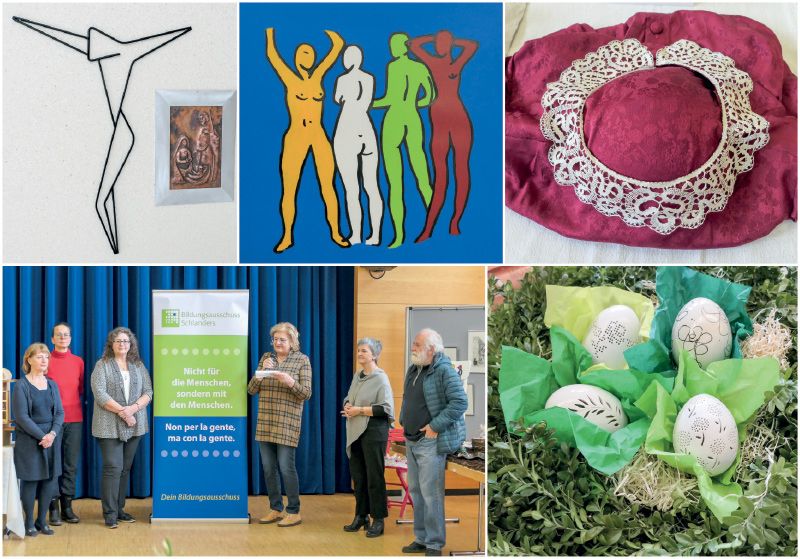 Am 2. und 3. März organisierte der Bildungsausschuss Schlanders im Kulturhaus Karl Schönherr wiederum unter dem Titel „Kreativ Alltagsgrenzen überschreiten“ eine Ausstellung mit Arbeiten verschiedener Freizeitkünstler. Es stellten aus: Angelika Hört, Helga Hinckfuss, Christine Wielander Schuster, Susi Lechthaler, Rudi Lechthaler, Heidi Schöpf, Andrea Gurschler, Günther Brenn, Walter Gemassmer, Stefan Gurschler, Stefan Pircher, Waltraud Winkler und Eva Maria Oberegelsbacher, sowie Menschen der Lebenshilfe und vom Treffpunkt Schlanders.