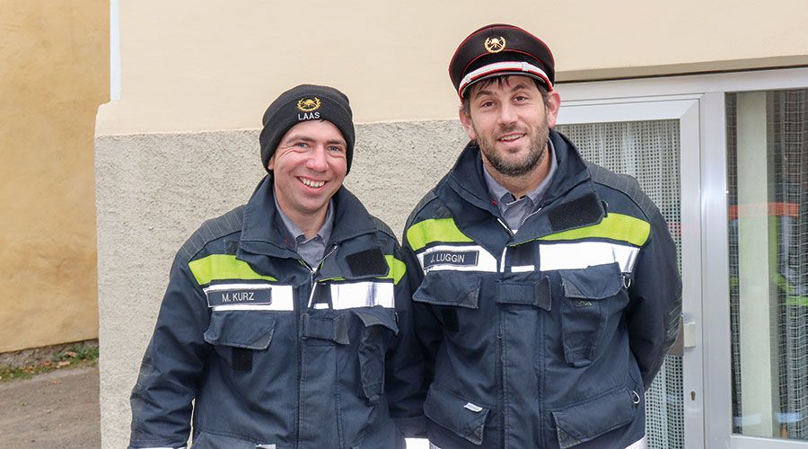 v.l. Martin Kurz und Joachim Luggin, Vizekommandant und Kommandant der Austragungsfeuerwehr Laas