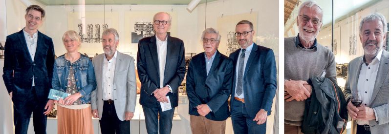 v. l.: Bart van der Heide, Maria Mayr, Paul Rösch, Andreas Hapkemeyer, Kurt Ryba, Ulrich Schweitzer rechts: Glauber Freund Hans Schmieder und Paul Rösch