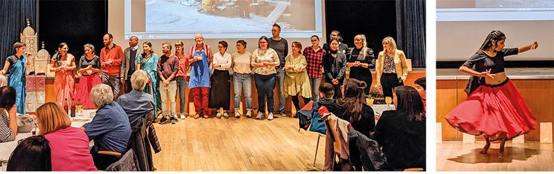 Diese Mitwirkenden haben den indischen Abend möglich gemacht; rechts: Parmila tanzt im traditionellen Stil, interpretiert aber auch Bollywood-Tanz