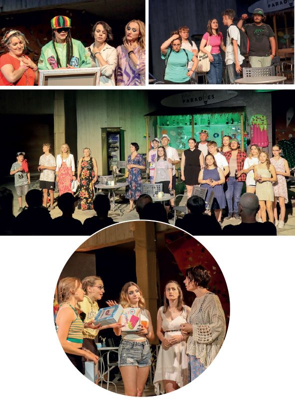 Auf der Bühne: Lisa Marie Telfser (Chrissy), Franz Mantinger (Jan), Giulia Nasti (Lizy), Fabian Müller (David), Sonia Thöni (Irene), Daniel Steck (Georg), Barbara Pichler (Simone), Christa Pirhofer (Anita), Laurin Pohl (Moritz, Manni), Leonie Seguella (Susi), Sophia Pichler (Johanna), Felix Gemassmer (Paul), Christoph Alber (Peter), Robert Breitenberger (Siegi), Claudia Telser (Rosa), Linn Wieser (Evi) und Lena Spechtenhauser (Ulli)