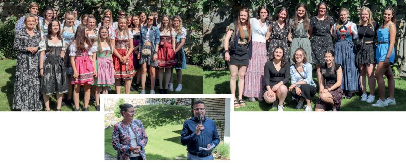 Die 3. und 4. Klasse (rechts) der Fachschule für Hauswirtschaft in Kortsch bei der Diplomverleihung