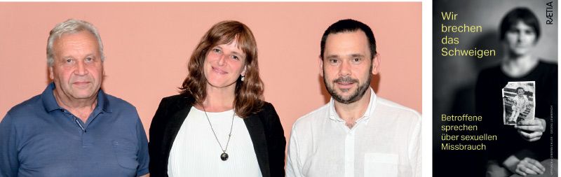 v.l.: der KVW-Vinschgau Bezirksvorsitzende Heinrich Fliri, die Buchautorin Veronika Oberbichler und der geistliche Assistent im KVW Charly Brunner
