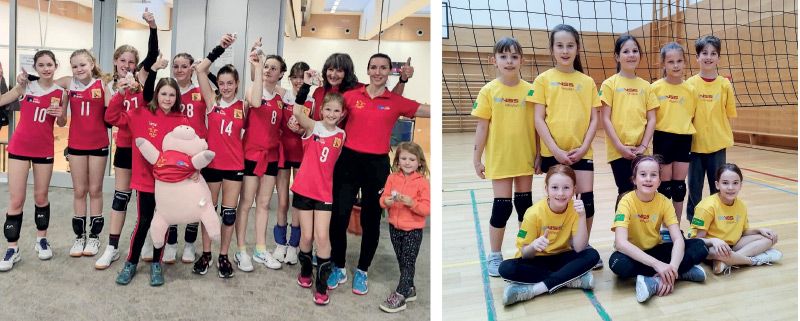 Die Volleyball-Gruppen im ASV Mals können sich über ihre Erfolge freuen, links: die Mannschaft  in der  U- 13; rechts: die Mannschaft in der U - 10