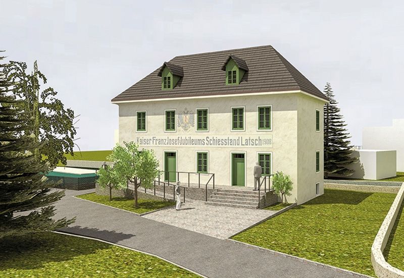 Ein vom Architekten Klaus Marsoner erstelltes Rendering, wie sich der Schießstand von Latsch nach der Sanierung präsentieren könnte