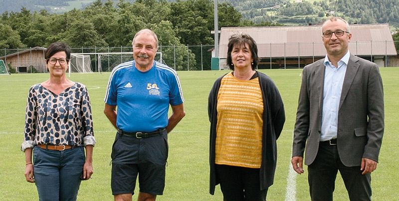 v. l. Andrea Dietrich (Raika Prad-Taufers), Raimund Lingg, Priska Gufler (beide ASV Schluderns) und Andreas Nigg (Raika)
