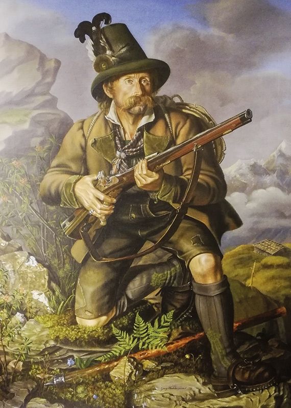 Der Jäger, (Ausschnitt) Öl auf Leinwand 1839, von Georg Wachter (1809-1863) Tiroler Landesmuseum Ferdinandeum