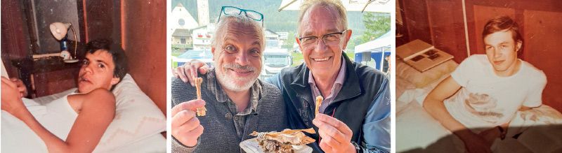 Das Leben schreibt die besten Geschichten: Alessio Nalesini und Florian Eller, die vor 47 Jahren gemeinsam die Kunstsschule St. Ulrich in Gröden besucht haben, treffen sich wieder