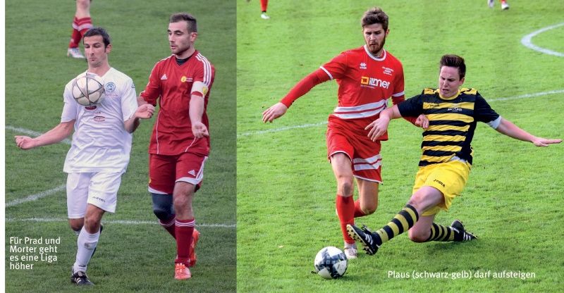 Links: Für Prad und Morter geht es eine Liga höher; rechts: Plaus (schwarz-gelb) darf aufsteigen