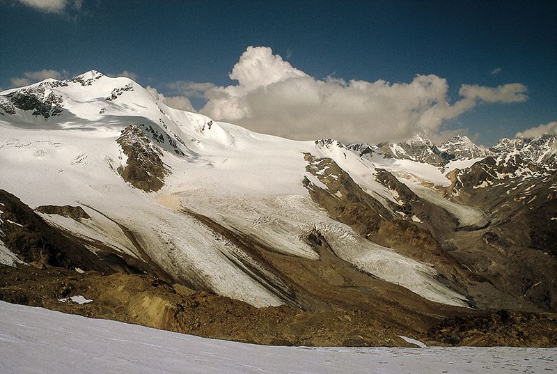 Gletscherstände in Hintermartell im Sommer 1990.