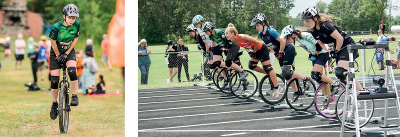 links: Valentina Gruber Uphill; rechts: Start 100: Dritte von links Anna-Maria Perkmann