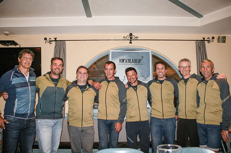 v. l. Helmut Thurner (Mals/Schöneben AG), Patrick Gamper, Stefan Holzknecht (Schluderns), Klaus Wellenzohn (Kortsch), Alexander Erhard (Mals), Stefan Kuppelwieser (Burgeis), Stefan Karnutsch (Sulden) und Anton Steiner (Laas)