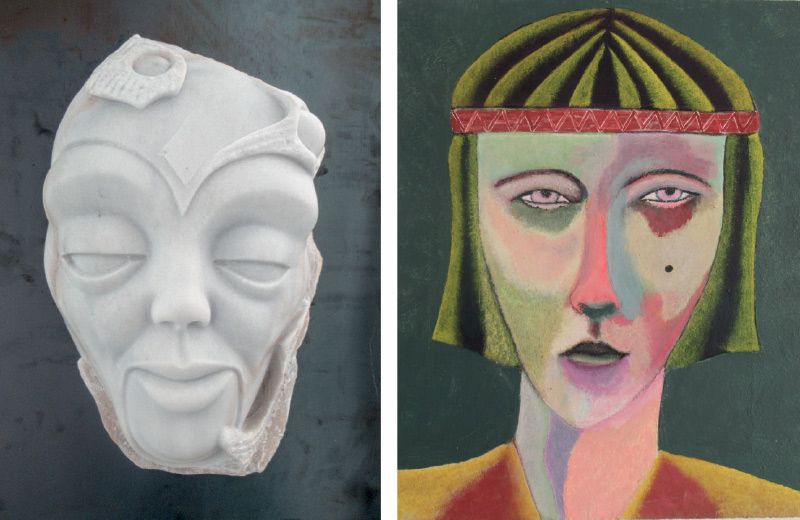 Unter dem Titel „Köpfe und Gesichter“ wurden vom Bildungsausschuss Schlanders im ex Avimundus Skulpturen von Herbert Lampacher und Bilder von Werner Spechtenhauser ausgestellt.