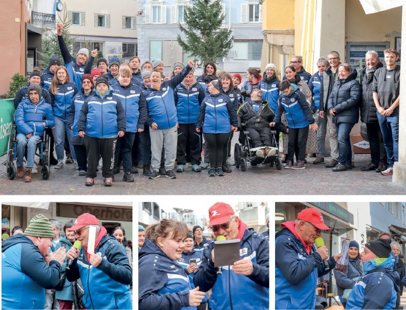 Die Athletinnen und Atleten der Lebenshilfe Schlanders, der Werkstätte Prad und der Sportgruppe Mals mit den Organisatoren und Vertretern aus Sport, Wirtschaft und Politik