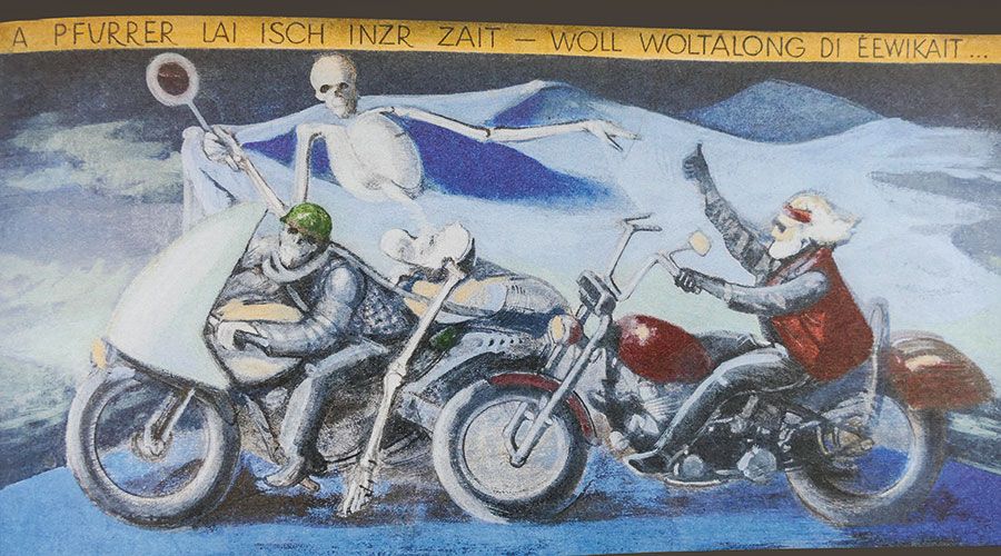 A PFURRER LAI ISCH INZR ZAIT - WOLL WOLTALONG DI EEWIKAIT...  (Ein Schnurrer nur ist unsere Zeit - doch sehr lang ist die Ewigkeit...)