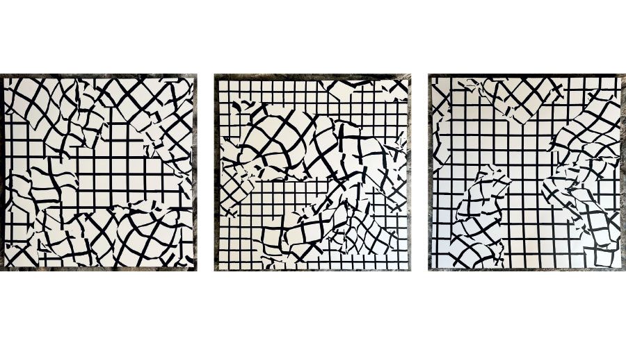 oben: Ohne Titel, 2026, Acryl auf Baumwolle