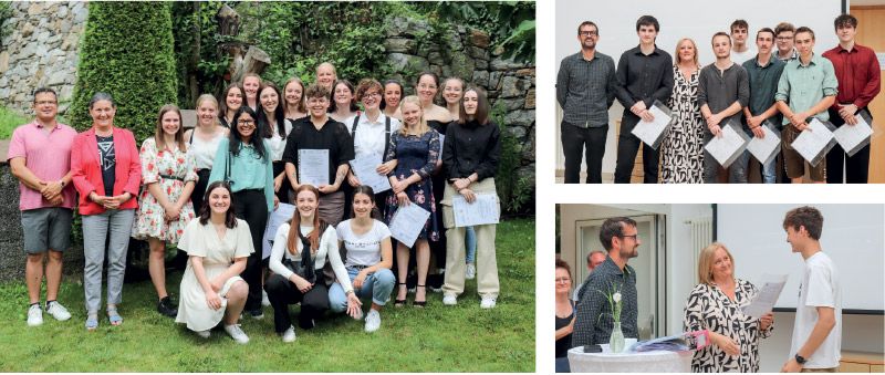 l. Die Maturantinnen und Maturanten der Fachschule für Hauswirtschaft Kortsch; r. jene des Landesberufsbildungszentrums
