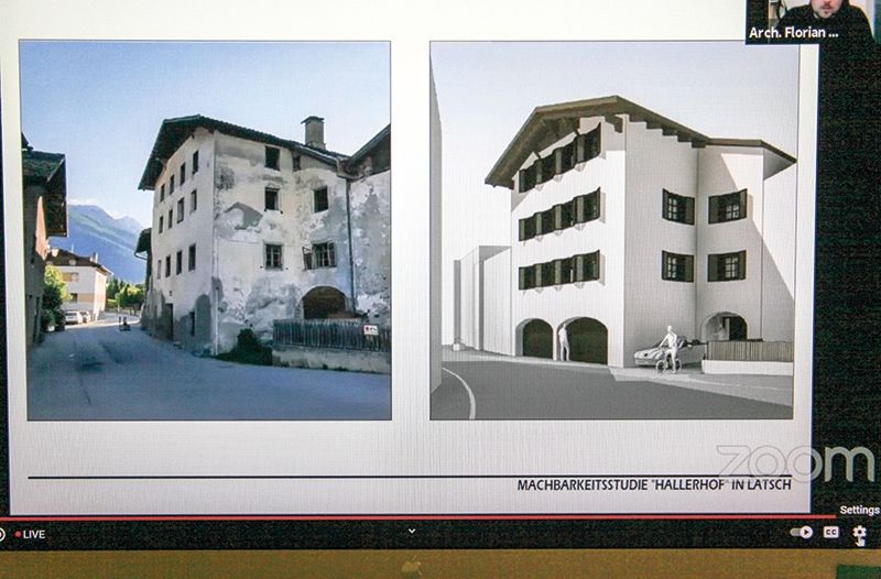 Bestand und Machbarkeitsstudie des „Hallerhofes“ im Fassaden-Vergleich zur Hofgasse hin