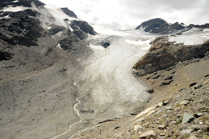 Der Langenferner im hinteren Martelltal im Sommer 2021