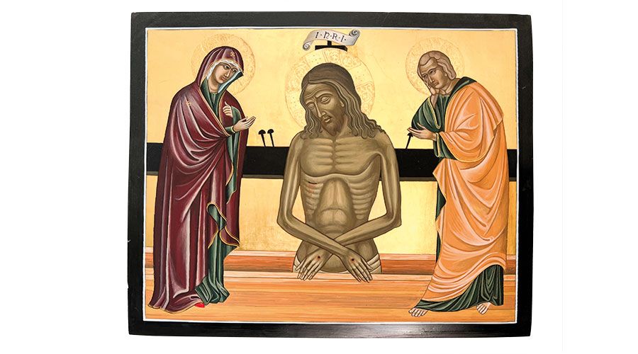 Die Passion Christi: “Christus der Passion” zwischen Maria und Johannes