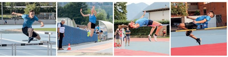 v. l.: Hürden: Hannes Kaserer; Weitsprung: Katharina Gamper; Hochsprung: Lorena Lingg; Hochsprung: Marvin Ziernheld