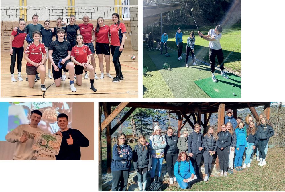 oben: Rund um den Ball: große und kleine Bälle galt es zu handhaben bei den Aktivtagen der Sportklassen. rechts: Die Vergangenheit besuchen … links: Workshop Zukunft 1: … und in die Zukunft schauen.