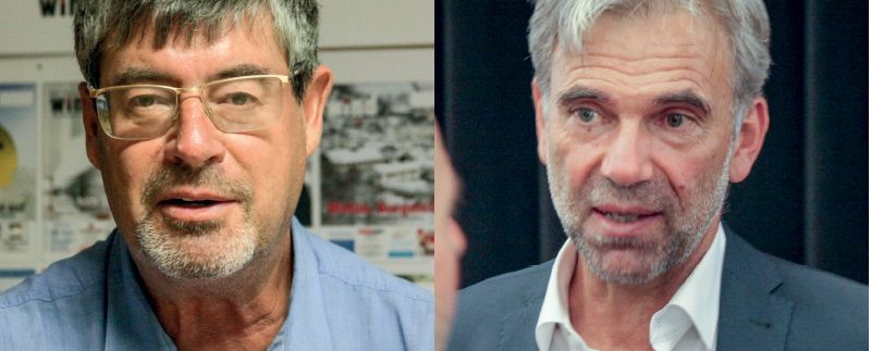 Man habe seine Vorschläge in Sachen Wolf nicht ernst genommen und die Vinschger müssten nun 100 Kilometer nach Bozen fahren, sagt Albrecht Plagger (links). LR Arnold Schuler (rechts) sagt, er sei offensichtlich im Vinschgau unerwünscht.